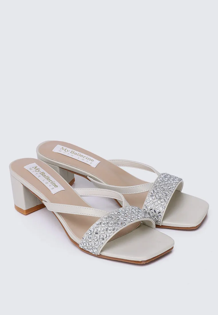 Zofi Comfy Heels In Pearl